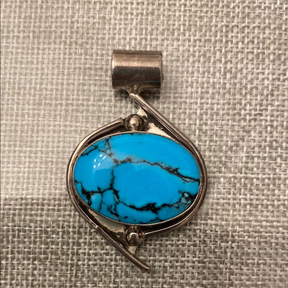 Turquoise Silver Pendant (chain not included)